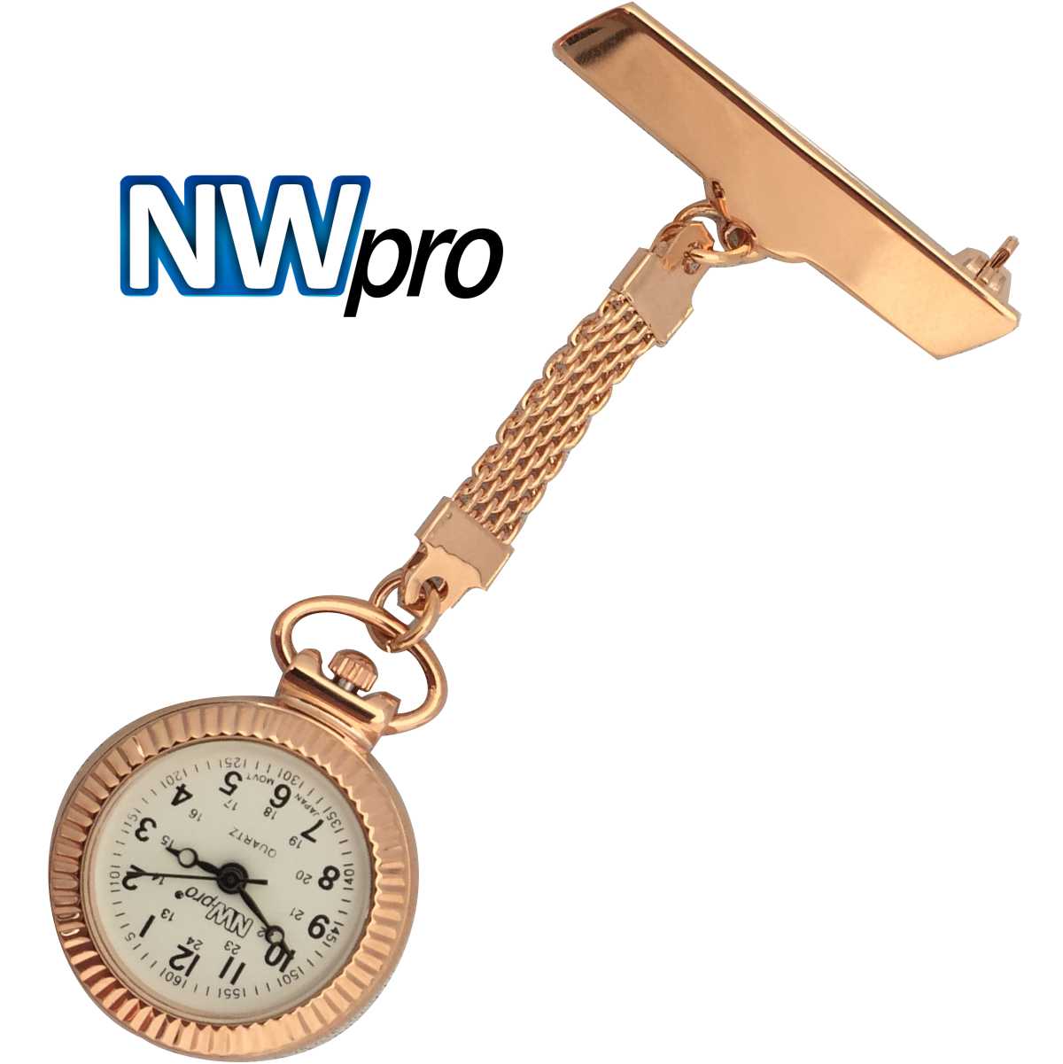 Nurses Pinned Watch - NW•PRO Narrow Braided - Rose Gold
